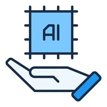 AI Chip on Hand vector Artificial Intelligence colored icon or design element 스톡 일러스트