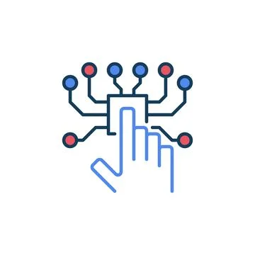 AI Chip with Human Hand vector Artificial Intelligence concept colored icon Stock Illustration