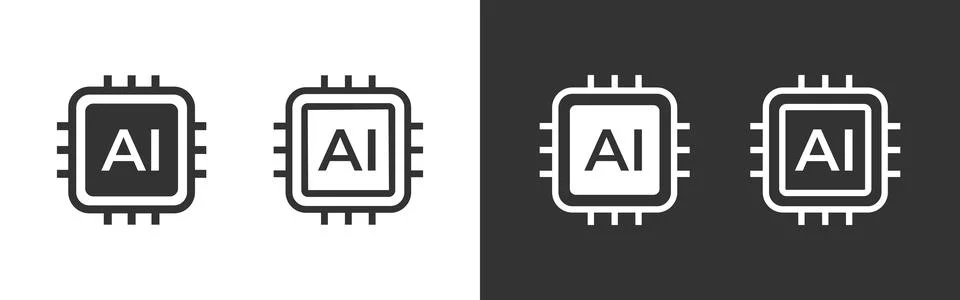 AI chip icon. Artificial intelligence processor with circuit and microchip .. Illustrazione stock