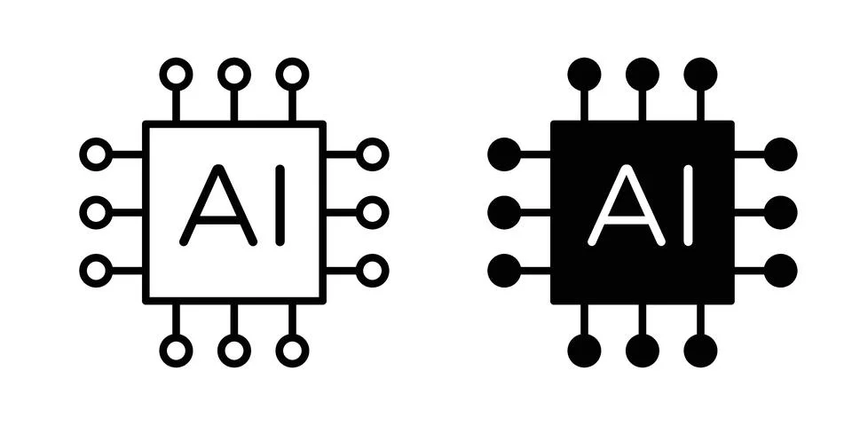 AI chip icon for design projects and web UI Stock Illustration