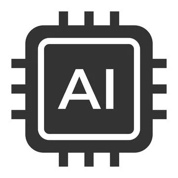 AI chip icon. Microprocessor with artificial intelligence label and modern .. Stock Illustration