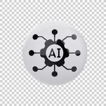Ai chip Icon on Transparent Background Illustrazione stock