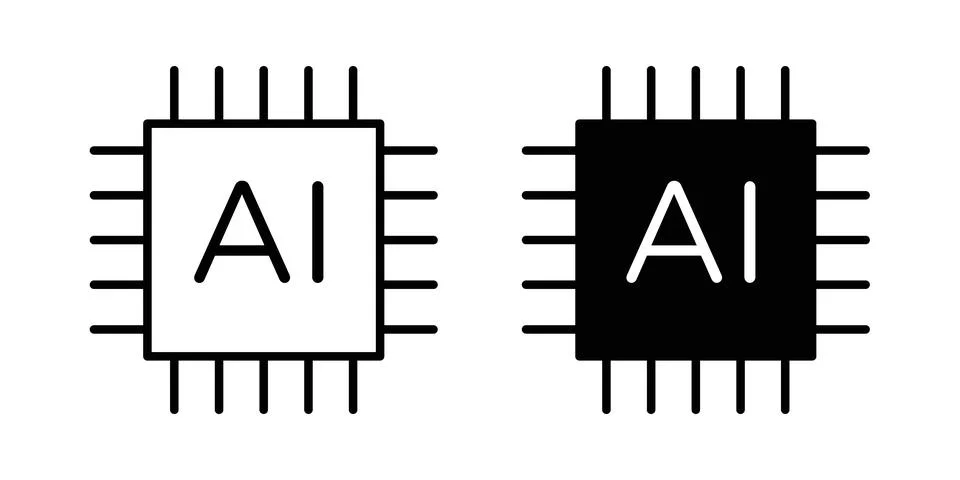 AI chip icon vector symbol graphics 스톡 일러스트