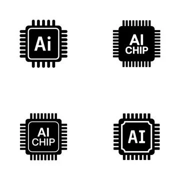 AI Chip Icons set. Stock Illustration