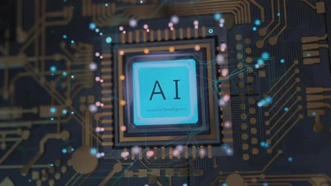 AI chip integrated in circuit board Video stock 274775243