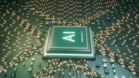 AI chip LLM CPU GPU tech bg able to loop endless Stock Footage 345650499