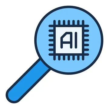 AI Chip in Magnifier vector AI Technology colored icon or logo element Stockillustratie