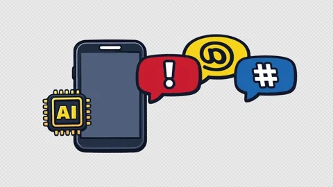 AI chip powers smartphone as chat notifications pop up Vídeo Stock 329306777