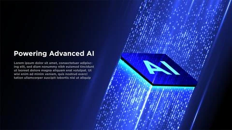 AI chip processing big data. Isometric cpu processor. Chipset concept. high-tech Stock Illustration