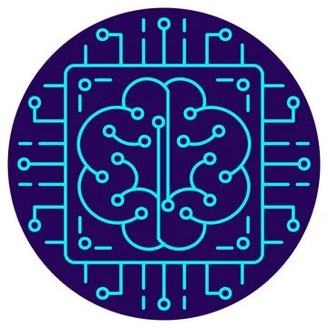 AI Chip Processor icon. Vector thin line illustration Stock Illustration
