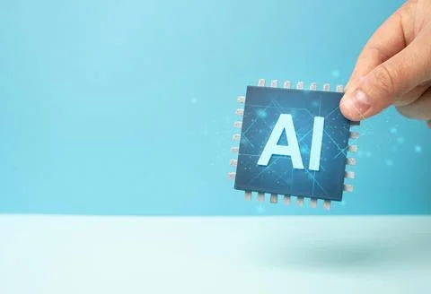 AI chip representing new artificial intelligence technologies and digital inn Foto stock