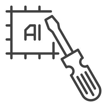 AI Chip with Screwdriver vector Artificial Intelligence Technology linear i.. Stockillustratie