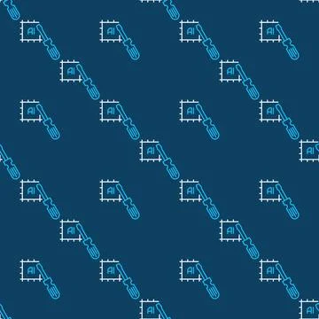 AI Chip with Screwdriver vector Artificial Intelligence Technology linear s.. Stockillustratie