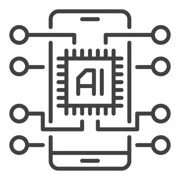 AI Chip in Smartphone vector New Mobile Technology outline icon or design e.. Illustrazione stock