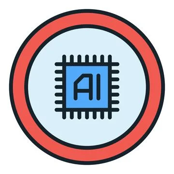 AI Chip vector Artificial Intelligence Computer CPU colored round icon or d.. 스톡 일러스트