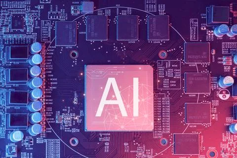 Ai Chips, AI microprocessor, Artificial intelligent memory computer process.. Stock Photos