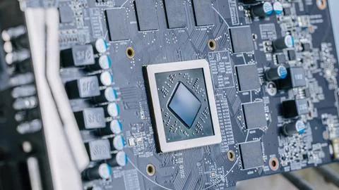 Ai Chips, AI microprocessor, Artificial intelligent memory computer process.. Stock Photos