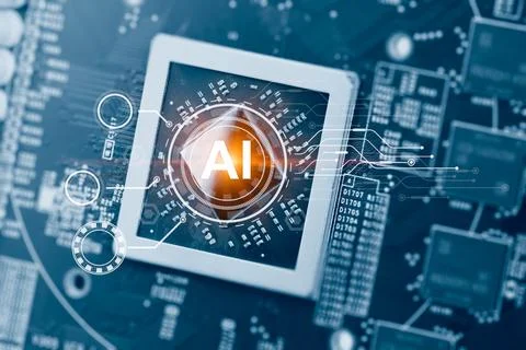 Ai Chips, AI microprocessor, Artificial intelligent memory computer process.. Stockfoto's