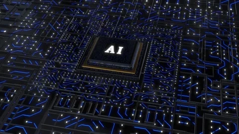Ai Chips on Circuit Board Animation Stock Footage 309348280
