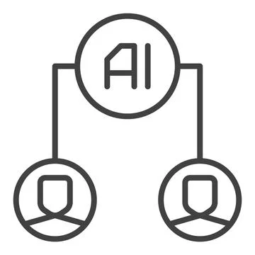 AI Circle with two People vector Artificial Intelligence icon or symbol in .. Illustrazione stock