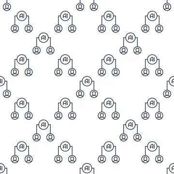 AI Circle with two People vector Artificial Intelligence seamless pattern i.. Stock Illustration