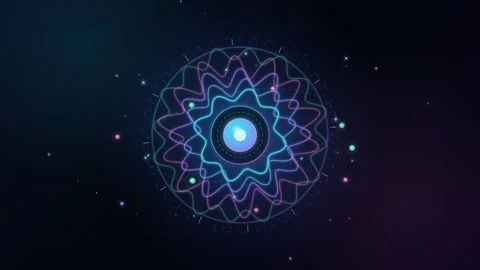 AI Circle Wave Loop - Glowing Lines Vibrant Tech Backdrop 動画素材 344030881