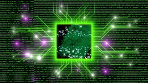 AI Circuit Board And Global Digital Network With Binary Code And Futuristic.. Stock Footage 344477135