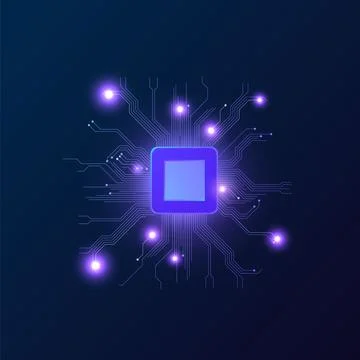 AI circuit board, Artificial intelligence chip vector illustration, digital Stock Illustration