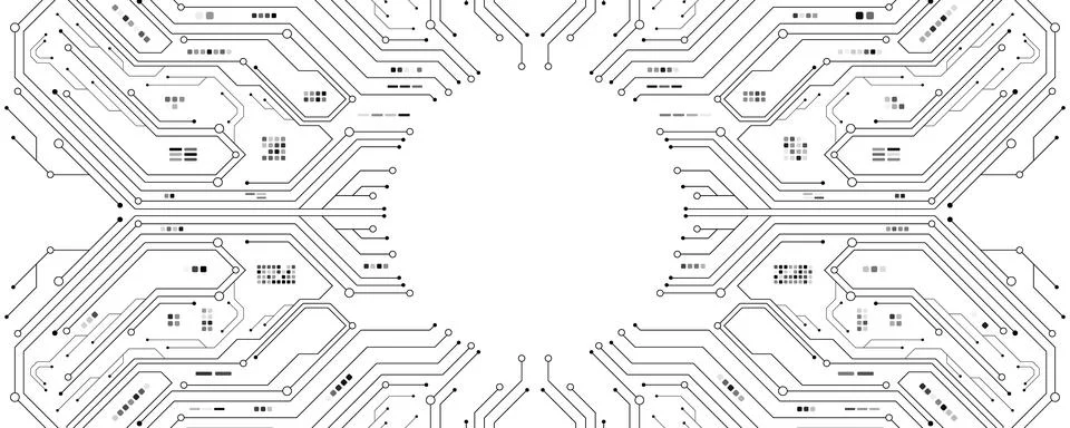 AI circuit board with electronic elements for UI and GUI design Stock Illustration