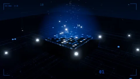 Ai circuit board glowing processor Stock Footage 340018230