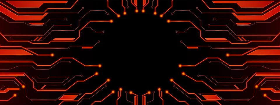 AI circuit board pattern with glowing red lines Illustrazione stock