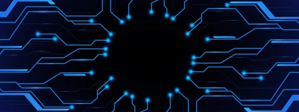 AI circuit board pattern with glowing blue lines 스톡 일러스트