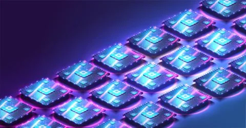 AI. Circuit board. Technology background. Central Computer Processors CPU Illustrazione stock