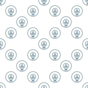AI Circuit vector Artificial Intelligence round seamless pattern in thin li.. Stock Illustration