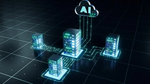 AI cloud computing and command city network concept 3D rendering Video stock 335131118