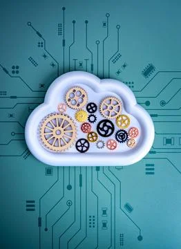 AI cloud computing and system workflow concept with cloud shape filled with.. Foto stock
