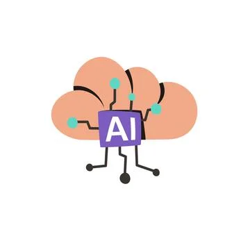 AI Cloud Computing Chip Technology Flat Vector Icon Stockillustratie