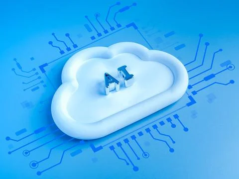 AI cloud computing concept with digital cloud and circuit network, blue bac.. Foto stock