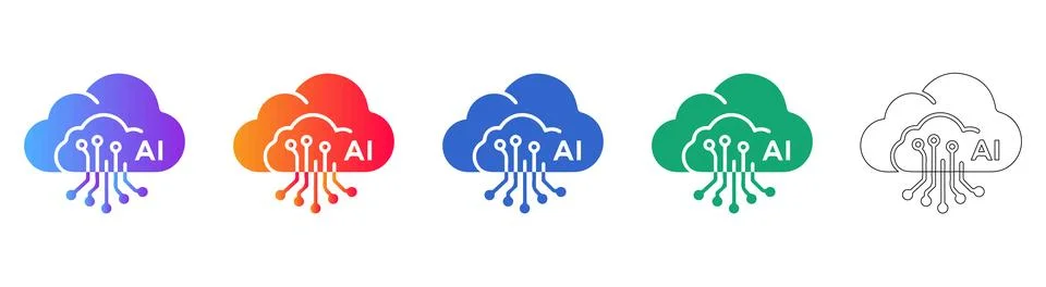 AI Cloud Computing Icons for Artificial Intelligence Technology Illustration