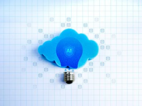 AI in cloud computing infrastructure technology, data system storage protec.. 스톡 일러스트