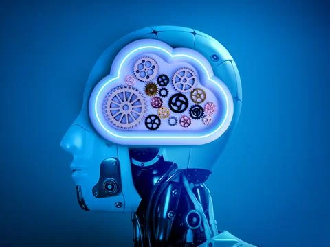 AI cloud computing infrastructure technology, digital data system storage s.. Foto stock