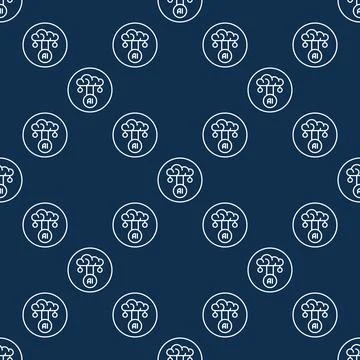 AI Cloud Data vector Artificial Intelligence round seamless pattern in thin.. Stock Illustration