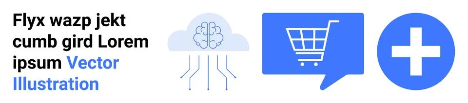 AI Cloud, E-commerce, and Healthcare Icons for Tech and Business Solutions Illustrazione stock