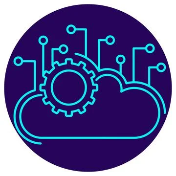 AI Cloud Platform Icon. Minimalistic neon outline Stock Illustration