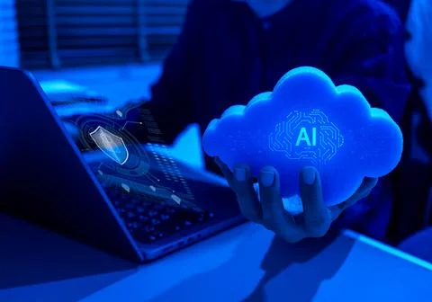 AI cloud security concept featuring secure artificial intelligence infrastr.. Stock Photos