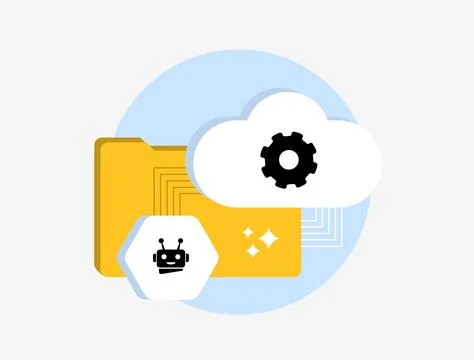 AI cloud training with artificial intelligence and machine learning in cloud Illustrazione stock
