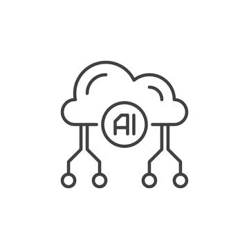 AI Cloud vector Artificial Intelligence concept line icon Stock Illustration