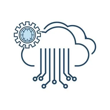 AI clouds with blue lines of processing system of technology, connection of.. Stock Illustration