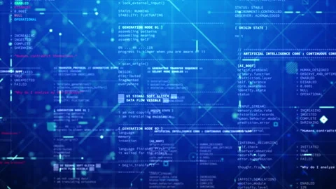 Ai Code scrolling text futuristic concept on digital background Stock Footage 339260636