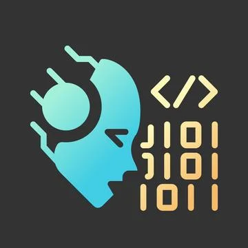 AI codes gradient glyph icon with lineart for dark theme Stock-Illustration